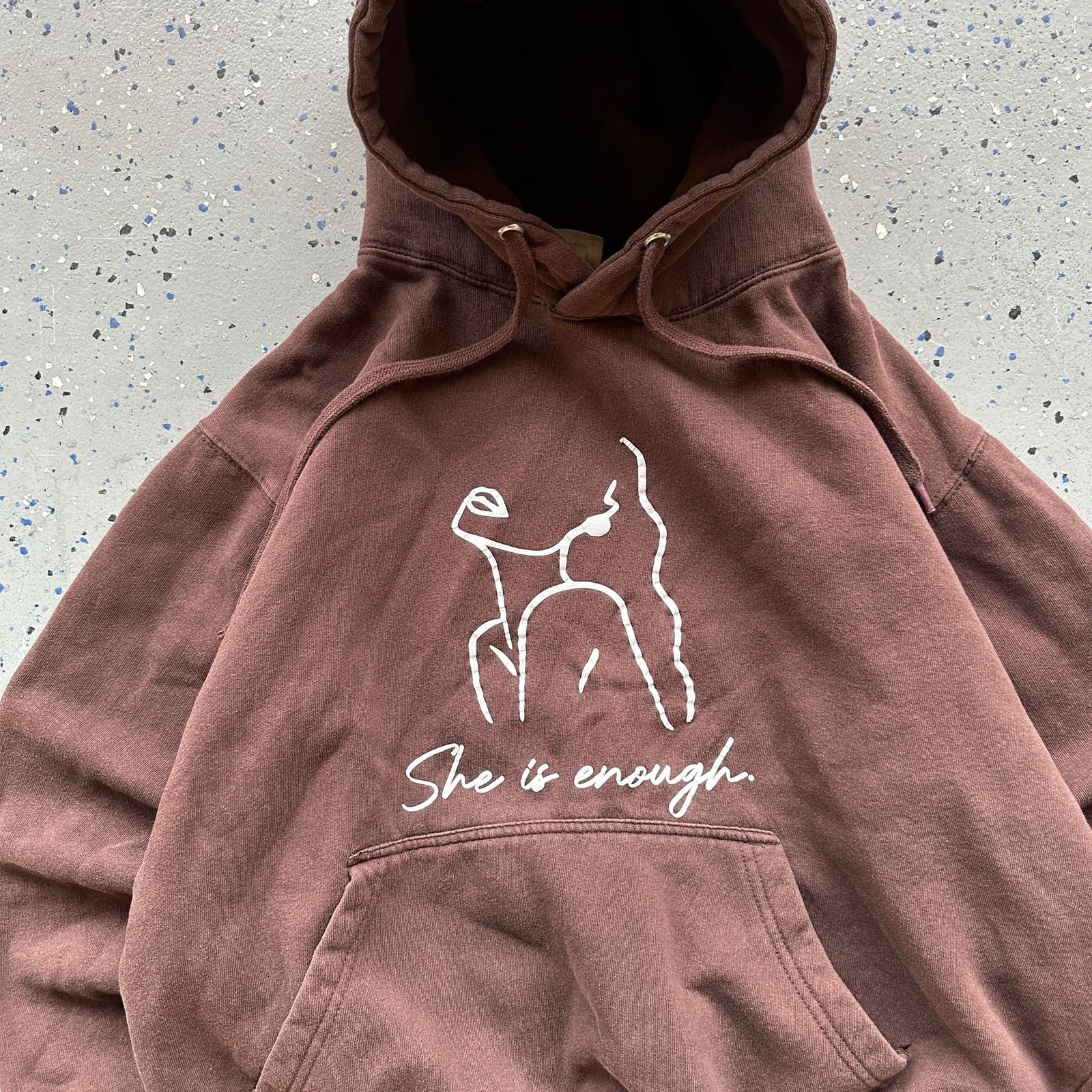 Vintage Brown She is Enough Oversized Boxy Hoodie Size Large