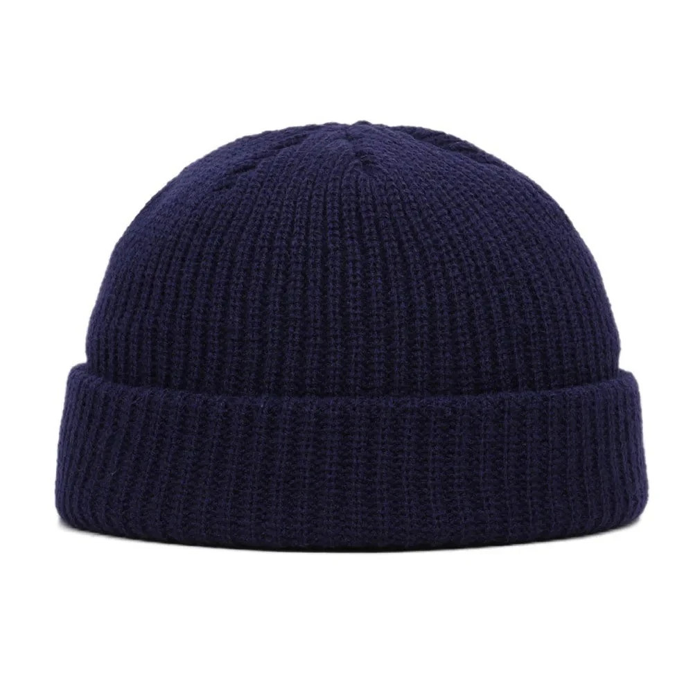 Mini Short Fisherman Beanie Hat Ribbed Docker Winter Warm Knitted Skull Cap cuff