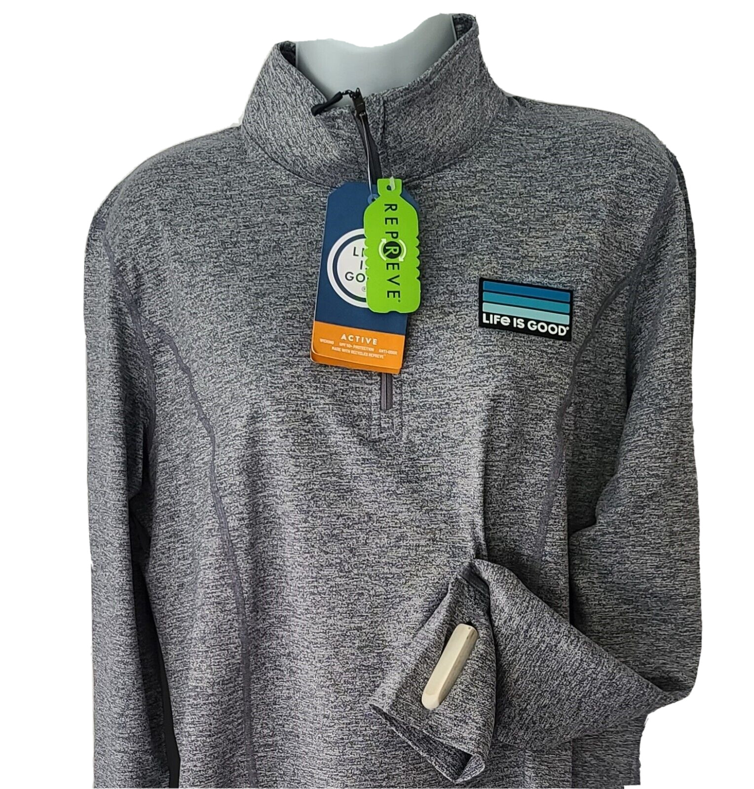 Life Is Good LS Mid Weight Pullover Zip Moisture Wicking UPF Chest46in Women L