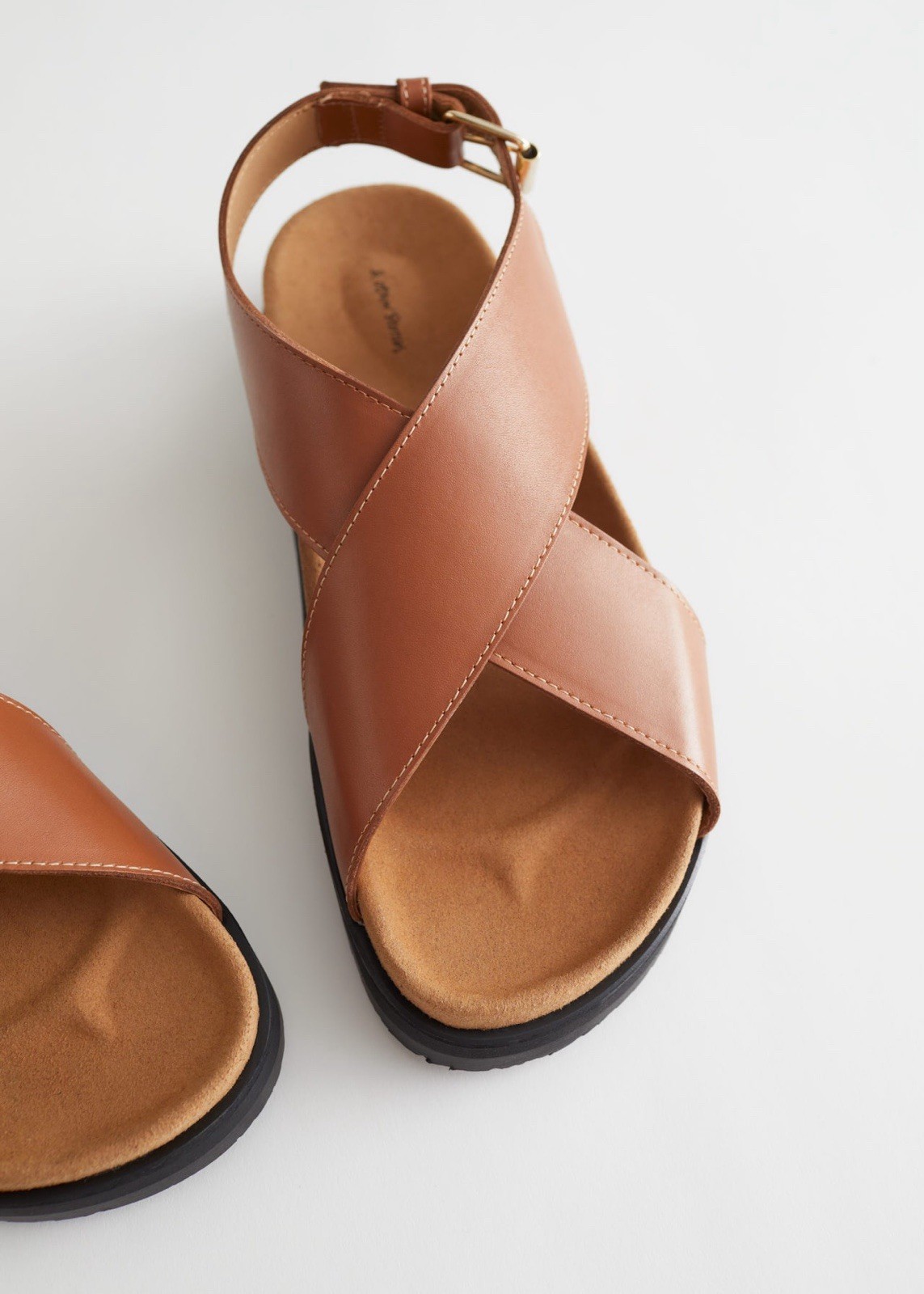 & Other Stories Tan Leather Cross Strap Sandals EU 37 NWO
