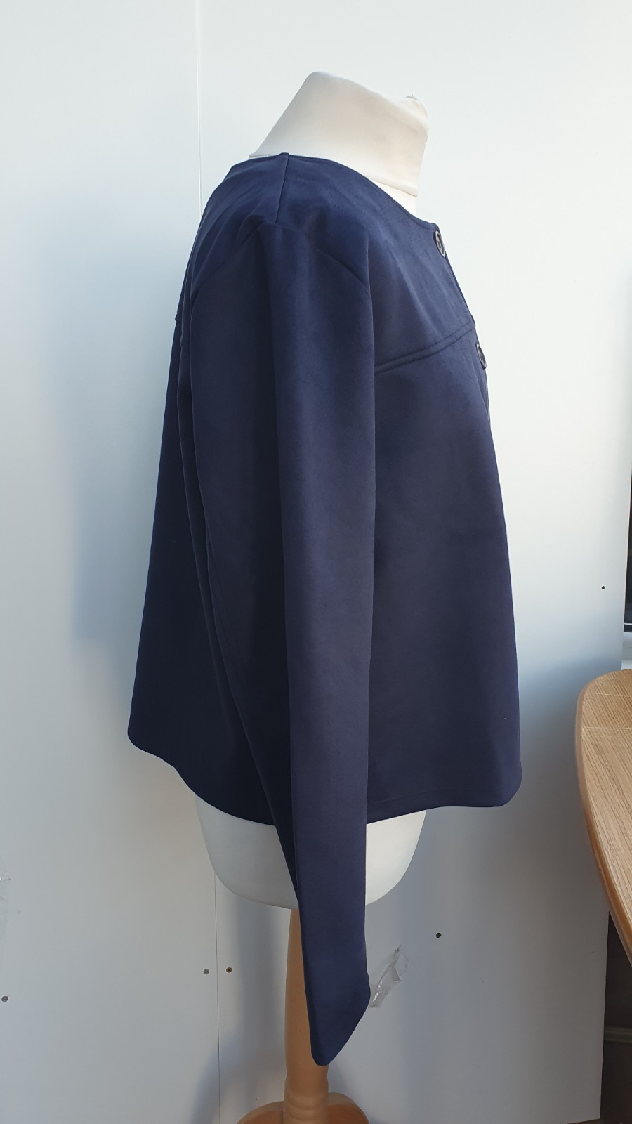Kim & Co Jacket Stretch Faux Suede Button Front Navy New Size XL