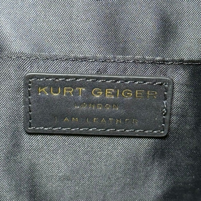 Kurt Geiger London Black Leather Round Crossbody Bag Tortoise Handle Eagle Head