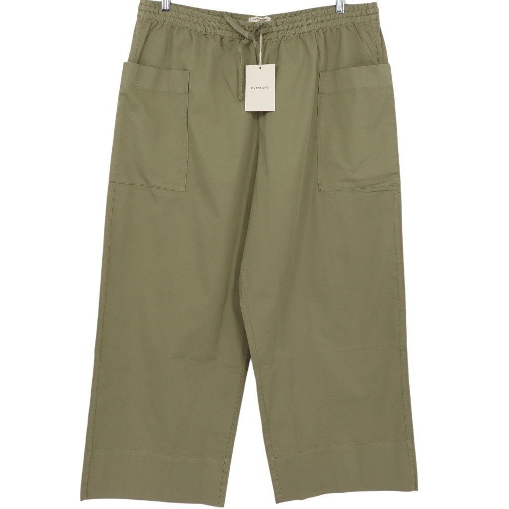 Everlane Women’s XXL The Easy Patch Pocket Pant Oil Green Wide Leg Cropped NWT