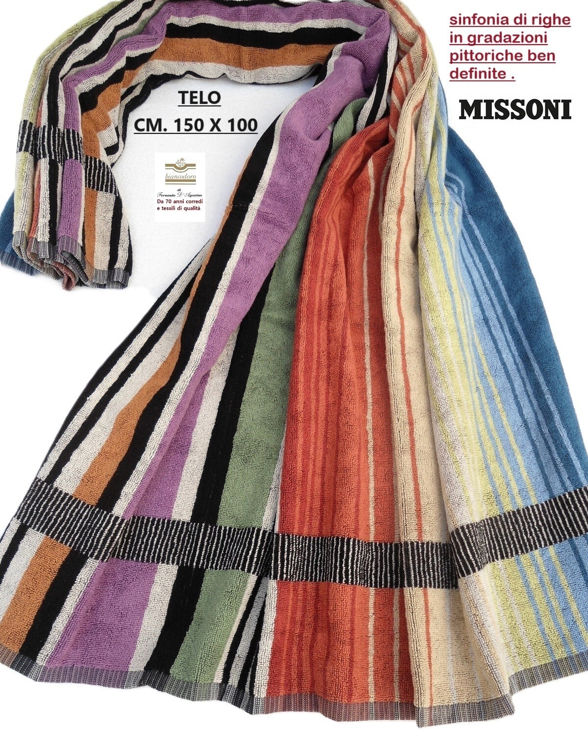 Towel Sponge MISSONI 150 x 100 cm Sea Bathroom Boat Pool etc. 100% Cotton