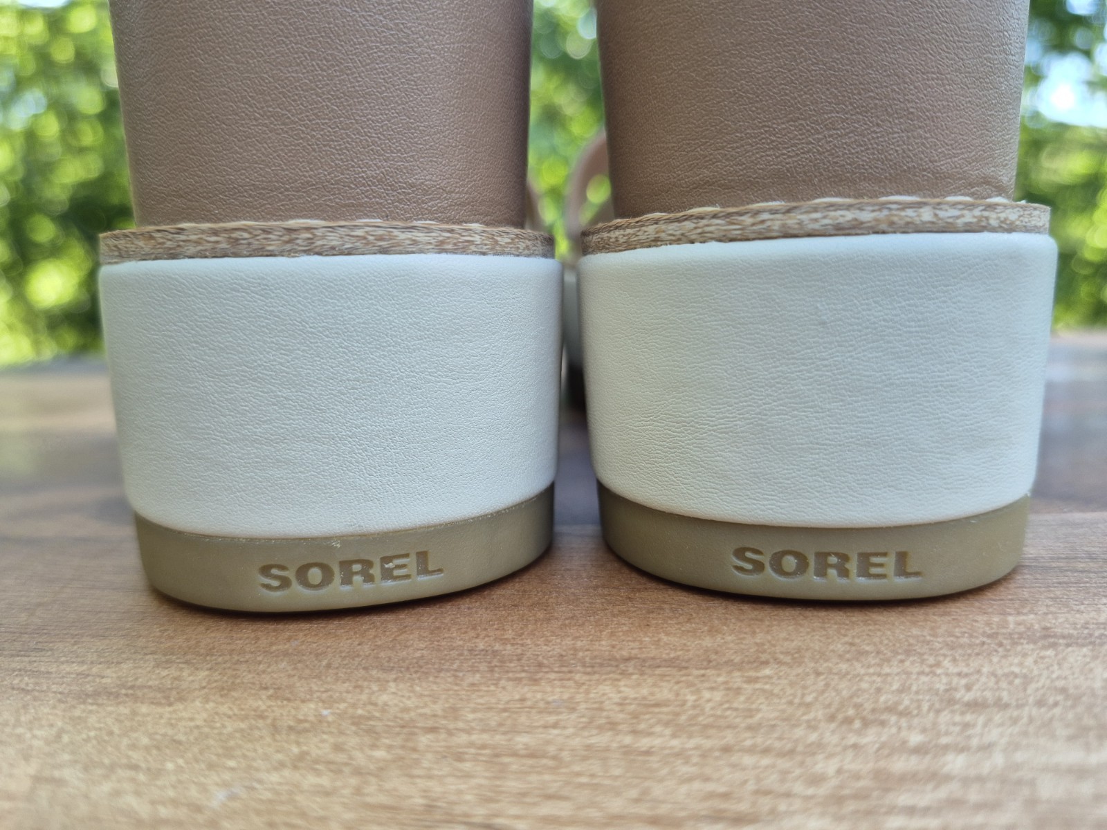 NIB SOREL Joanie IV Y-Strap Wedge Sandals, Honest Beige & Bleached Ceramic, 6M