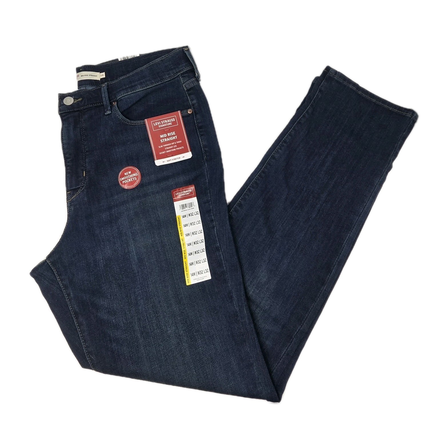 Levis Jeans Womens 14M Midrise Straight Leg 5-Pocket Denim Jeans Stretch 32×32