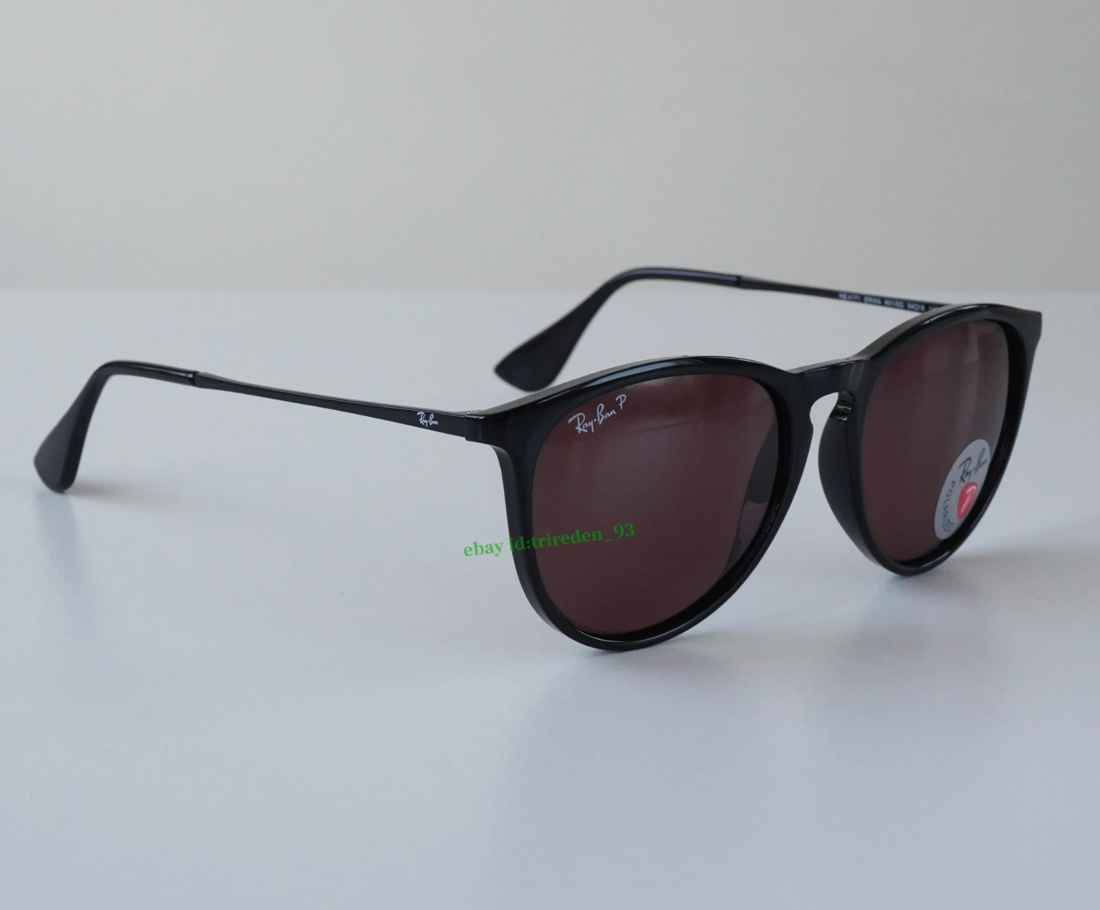 Ray-Ban Erika RB4171 601/5Q Polarized Sunglasses Lens Purple / Black Frames 54MM