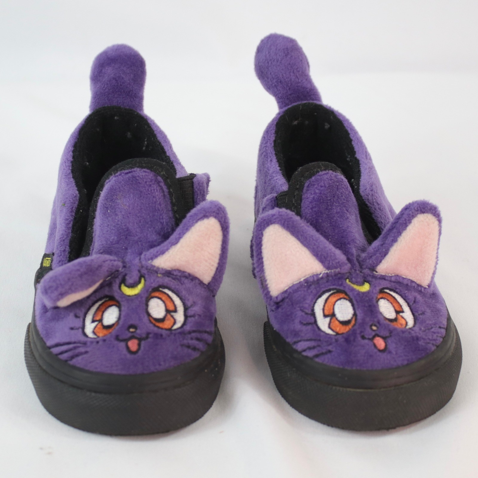 Vans x Sailor Moon Luna Slip-On Purple Plush Cat Sneakers Shoes Toddler Size 6.5