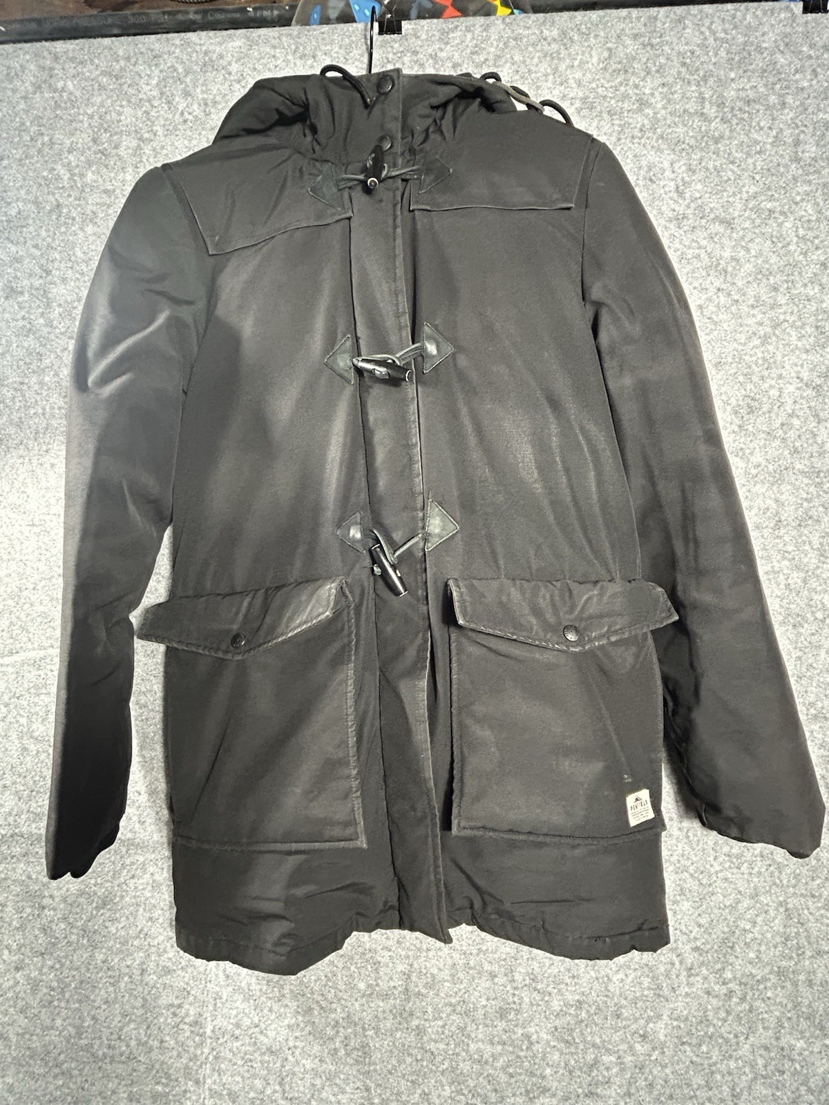 Penfield 80/20 Down Filled Toggle Duffle Parka Jacket Hooded Black Medium Read