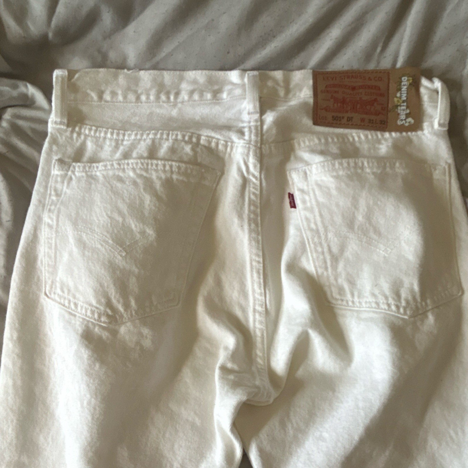 Levi’s 501 DT Denim Tears White Straight Men’s Jeans Cotton Button 5-Pocket