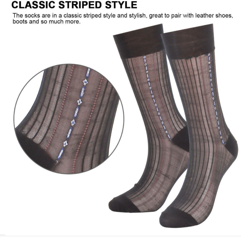 10 Pairs Mens Ultra Thin Dress Socks Silk Sheer Business Socks Soft Nylon Work
