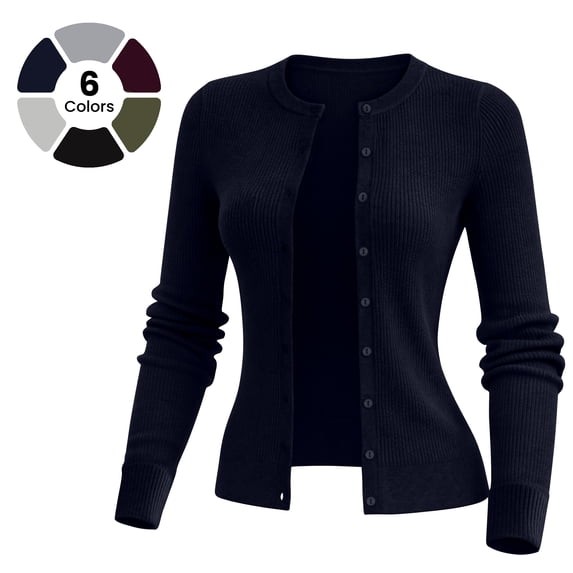 Women’s Ribbed Knit Cardigan Soft Button Down Long Sleeve Lightweight Sweater