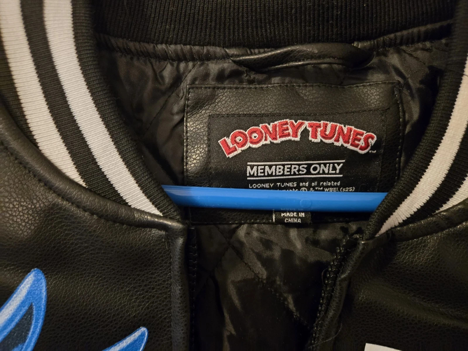 Jacket Black Varsity Bomber Members Only Small Looney Tunes Bugs Bunny NWT MO