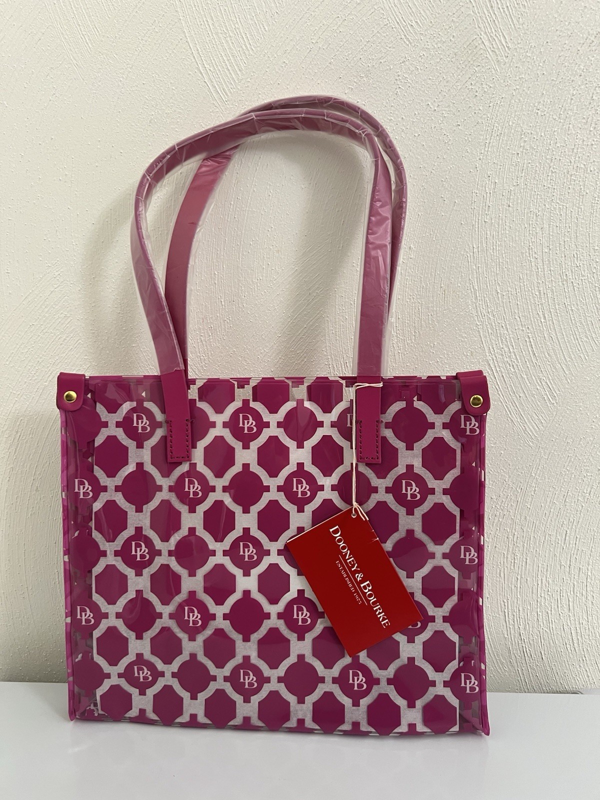 DOONEY & BOURKE DB MEDIUM SHOPPER TOTE HANDBAG CLEAR Transparent Hot Pink