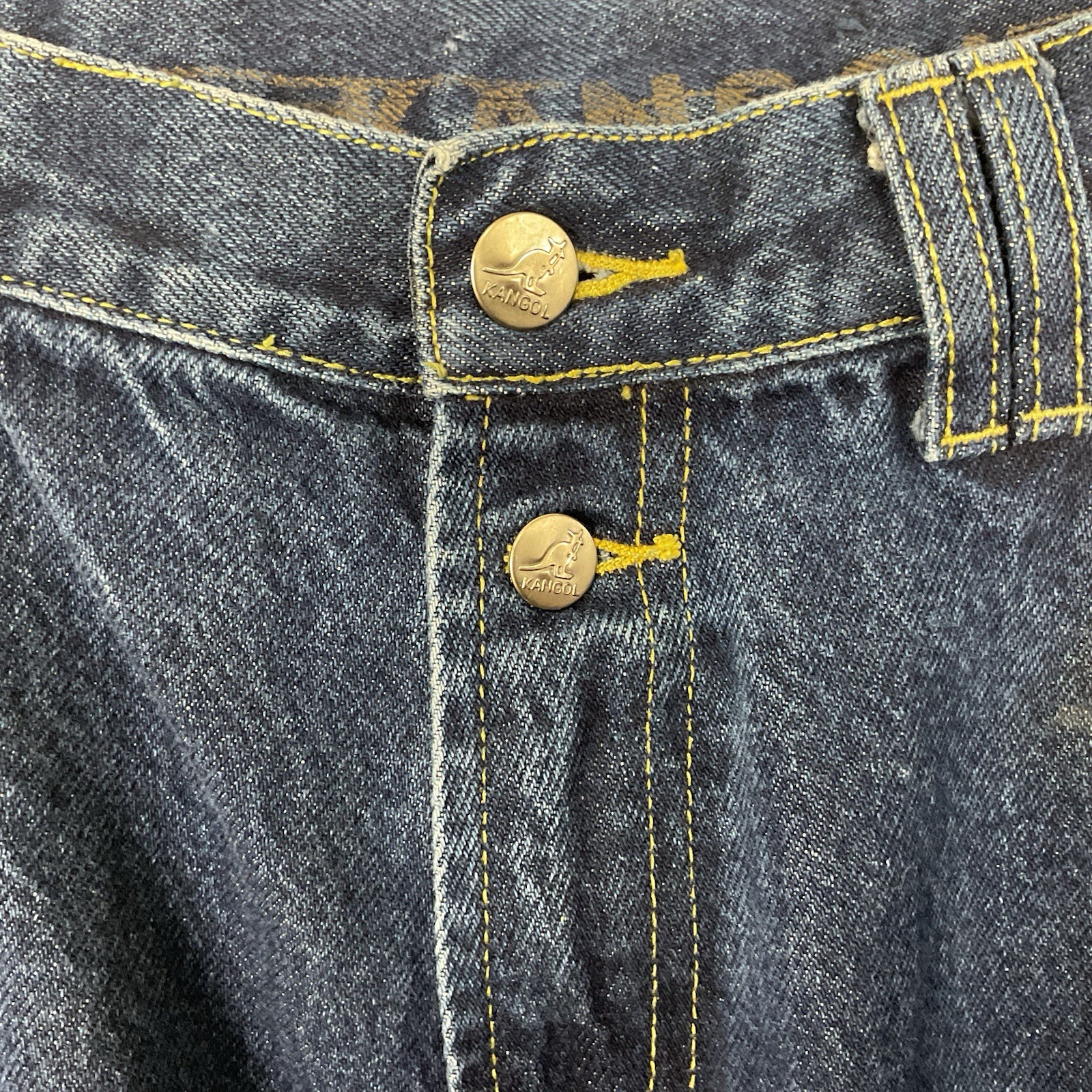 VTG Kangol Men’s Stone Washed Blue Straight Leg Zip Pocket Denim Jeans Size 38