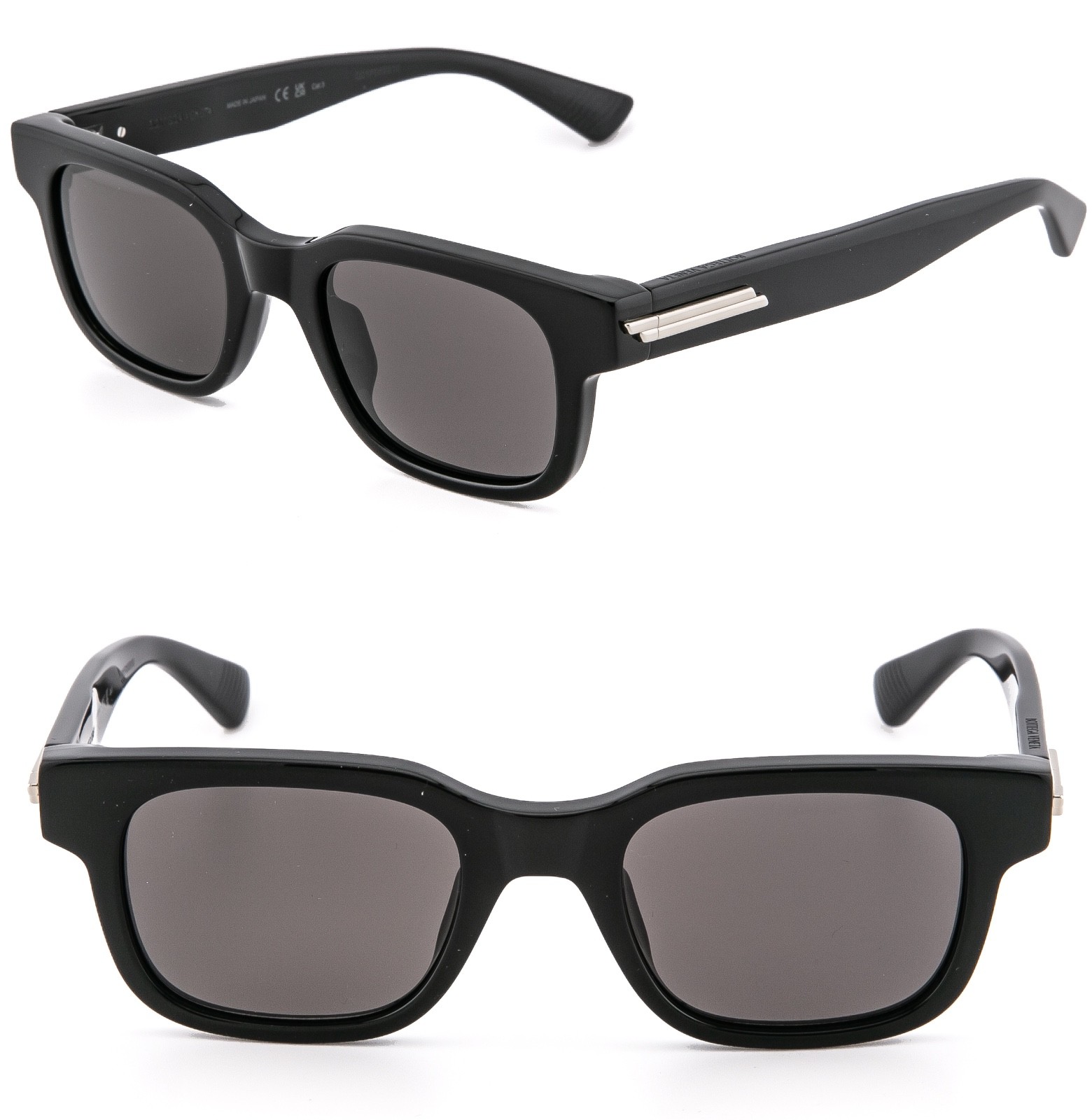 BOTTEGA VENETA 1411 BV1411S Black Classic Squared Unisex Sunglass 001 Authentic