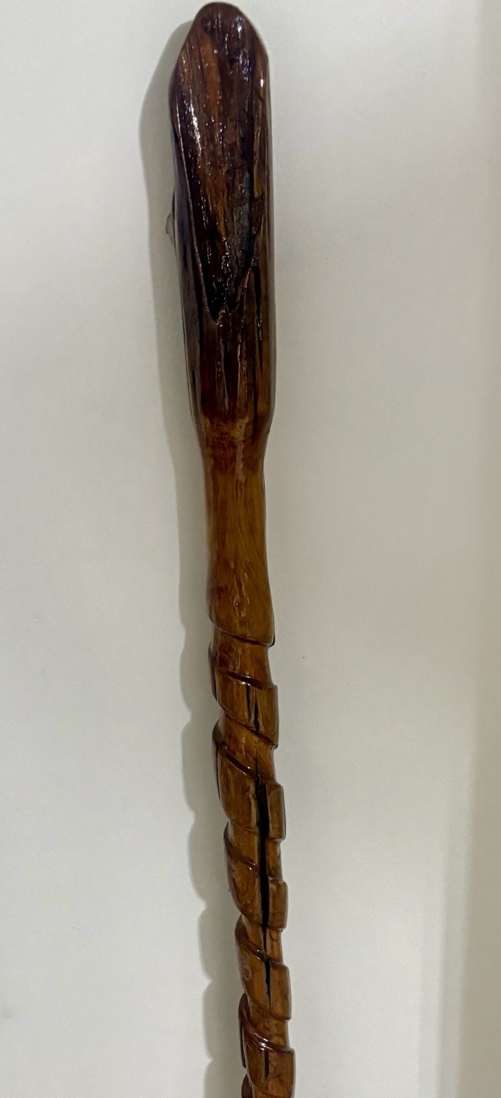 59” Hiking Staff Walking Stick W/stand Hand Carved Juniper From Gulf Coast River