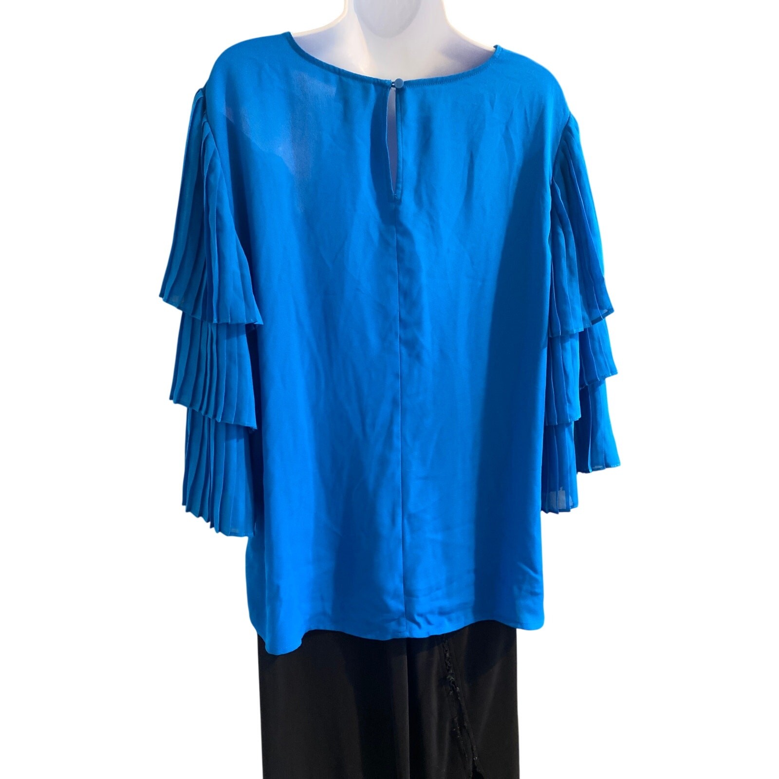 Y2K Worthington Women Plus XL Blue Ruffle Sleeves Flowy Fairy Cottagecore Blouse