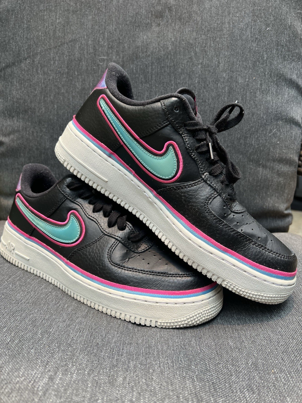 Nike Air Force 1 Low Black Pink Teal “South Beach” Retro Sneakers – Men’s 9.5