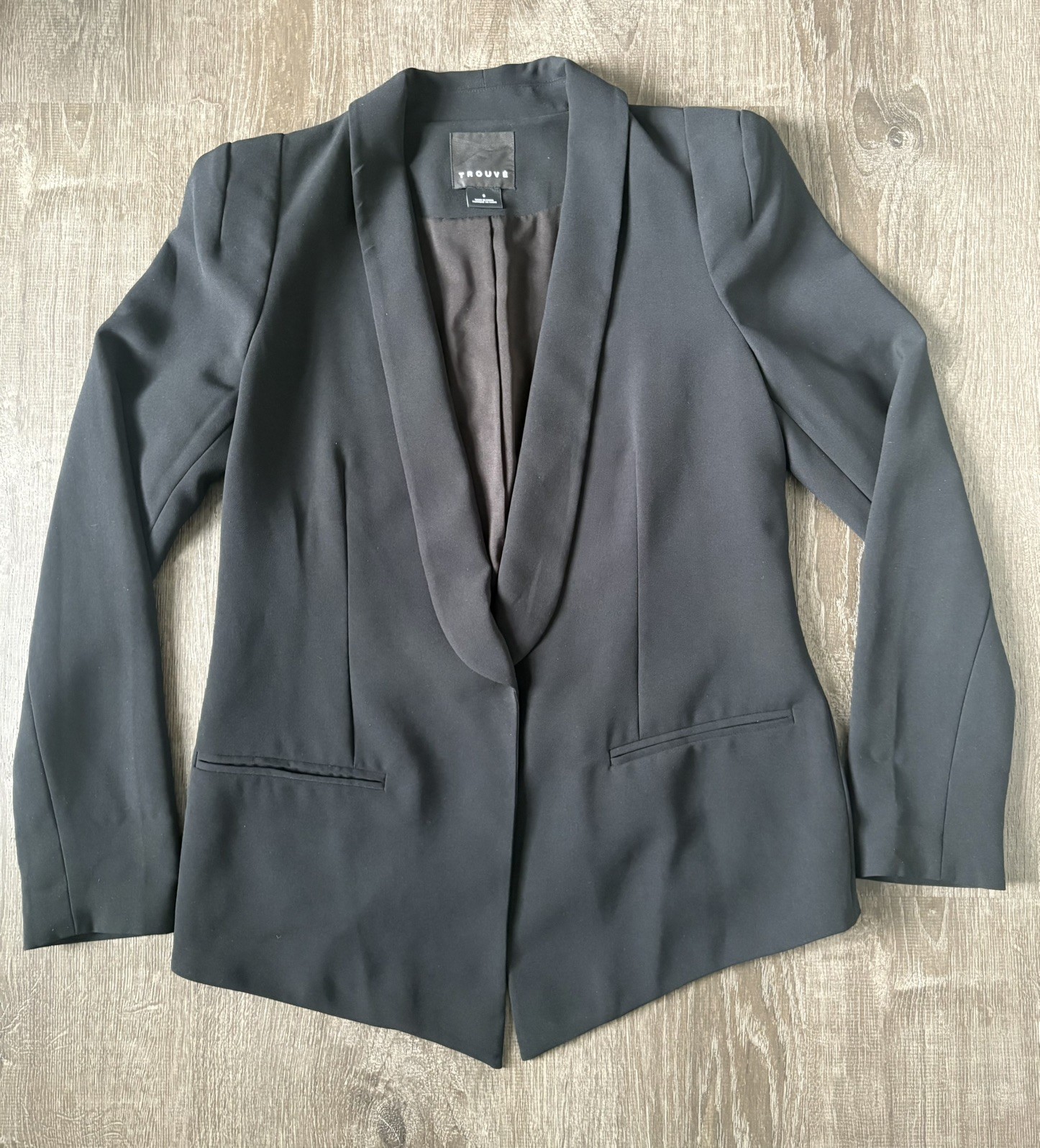 Trouvé Women’s Draped Collar Blazer Jacket Black Front Structured SZ small