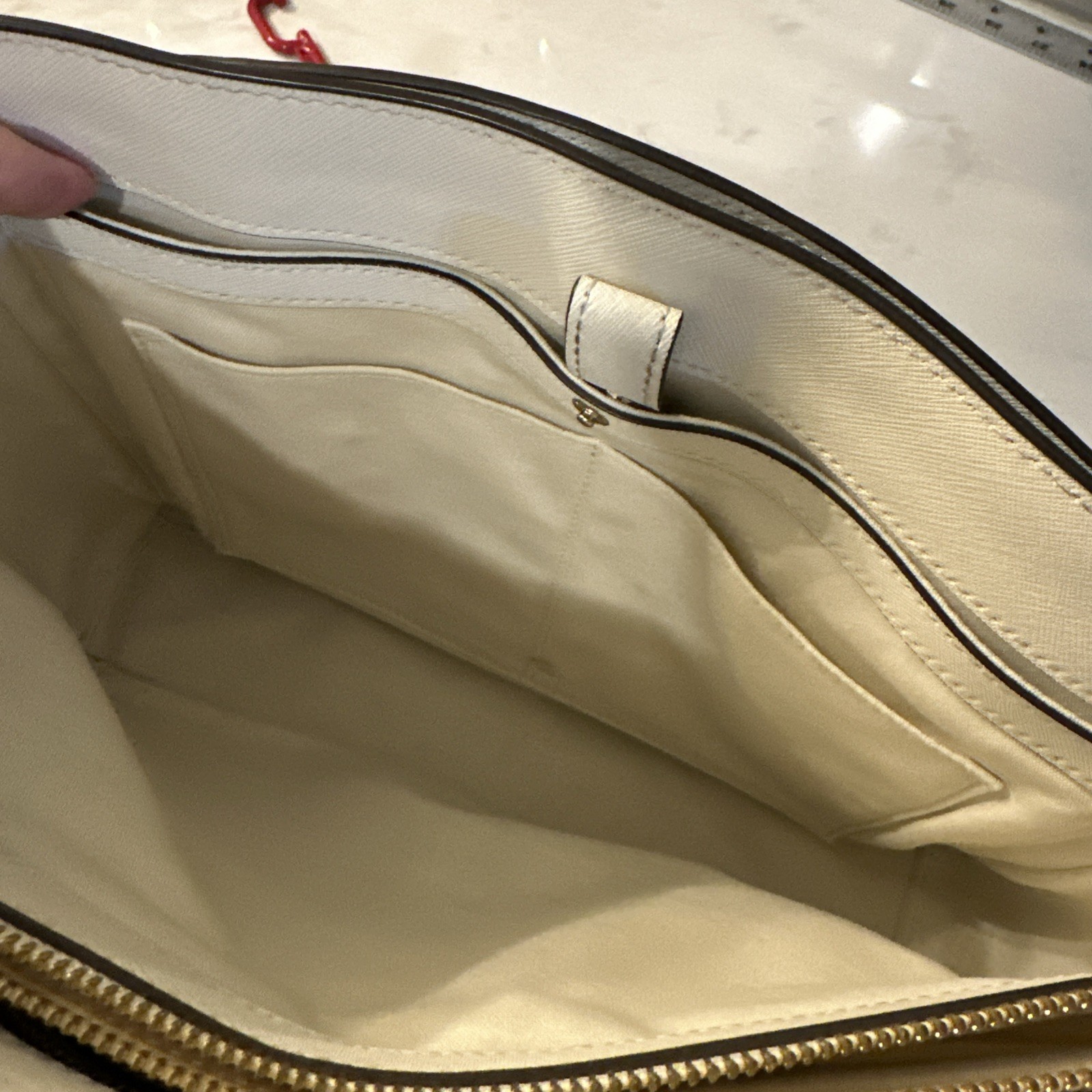 Tory Burch Tote Bag Shoulder Bag Robinson Medium Leather Ivory, Protective Bag.
