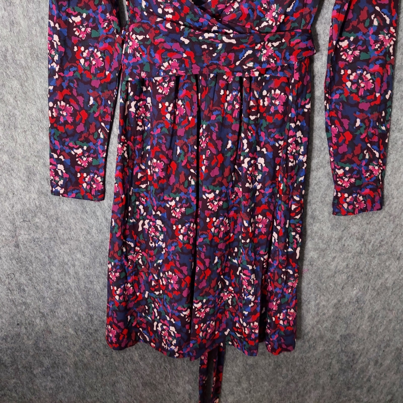 NWOT Fat Face Dress Women 10 Purple Floral Faux Wrap Long Sleeve Knee Length