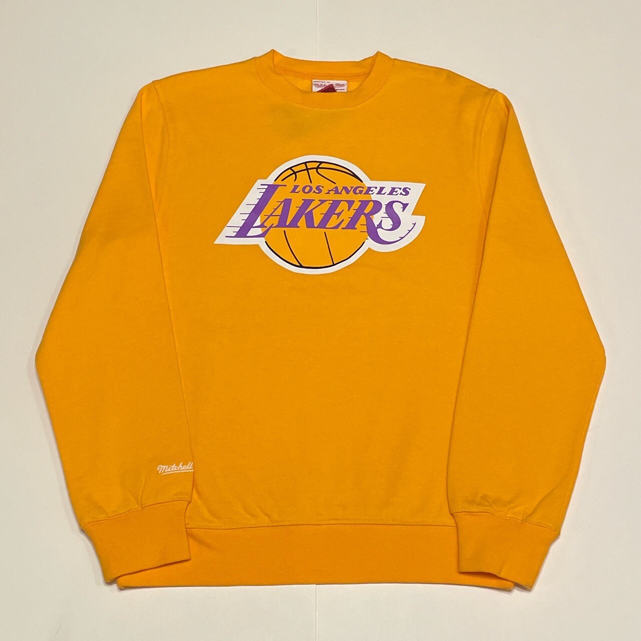 MITCHELL & NESS LOS ANGELES LAKERS RETRO LOGO YELLOW SWEATSHIRT (SMALL)