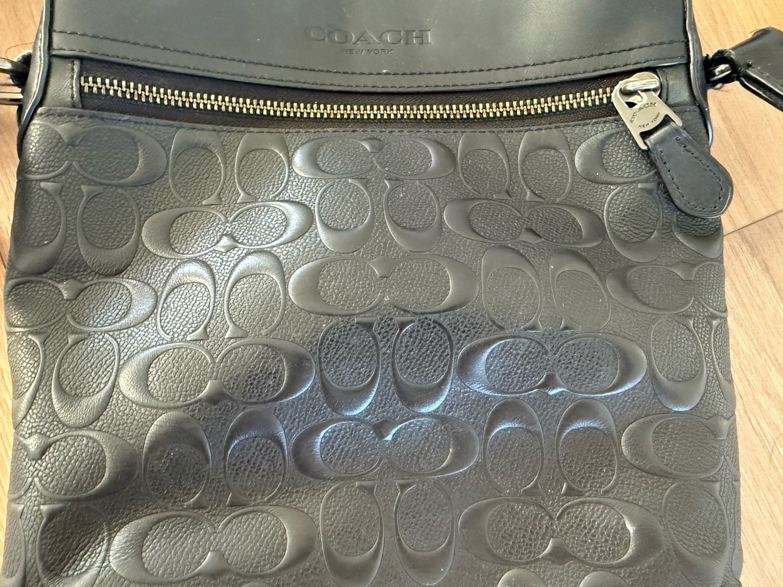 Coach Houston Flight Bag In Signature Leather Crossbody Mens Unisex 4009 Black