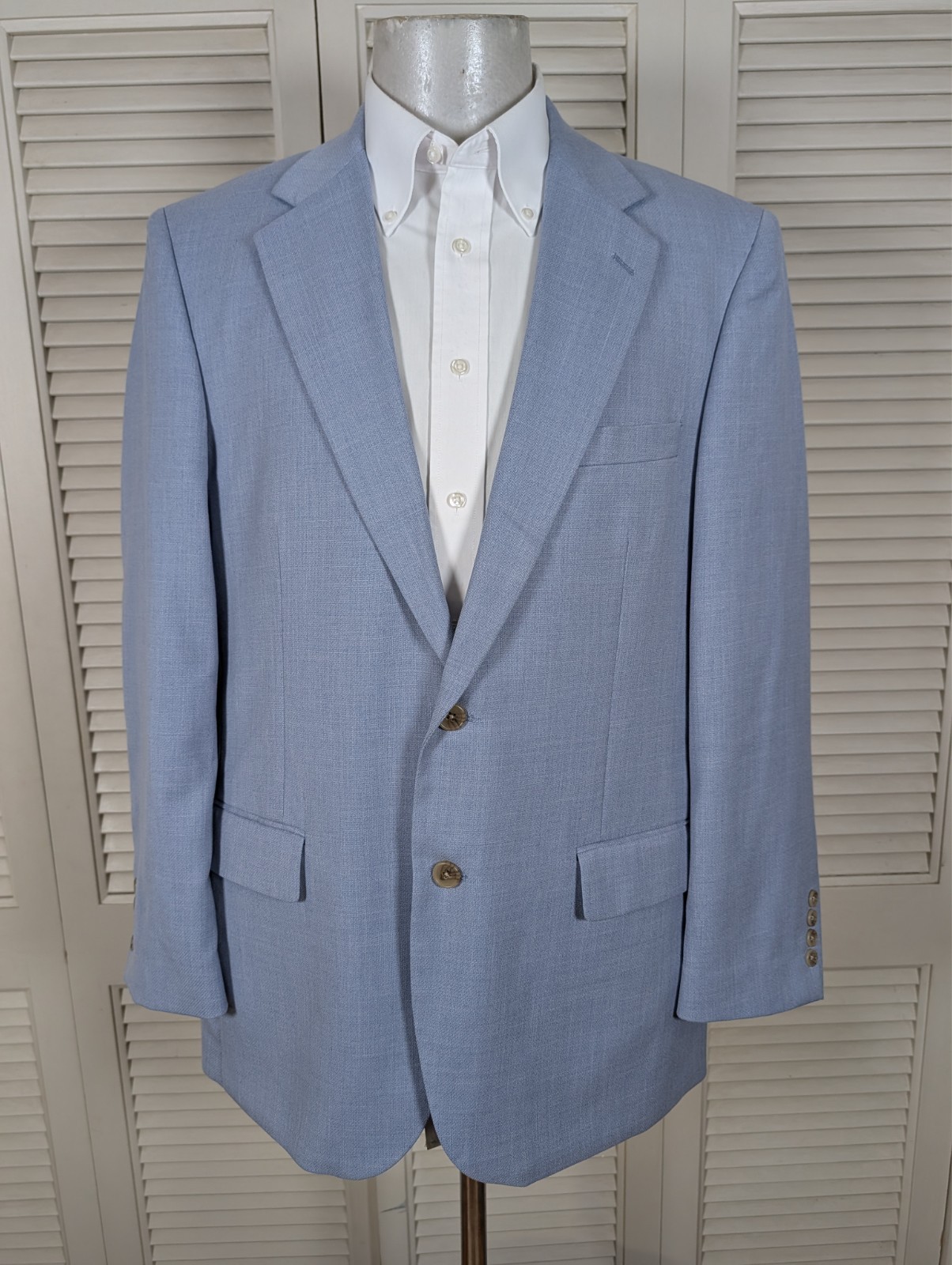 Covington Blazer Jacket Sport Coat Mens 42R Sky Blue Rayon 2 Button Front