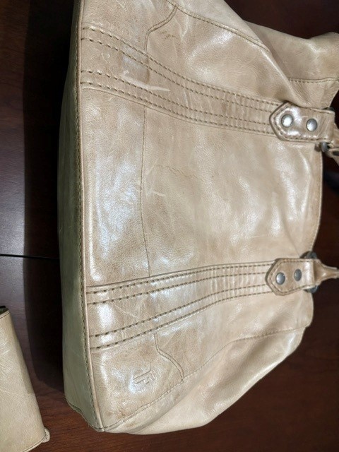 Frye Leather Melissa Shoulder Satchel Tote Brown Bag Purse Carryall Distressed