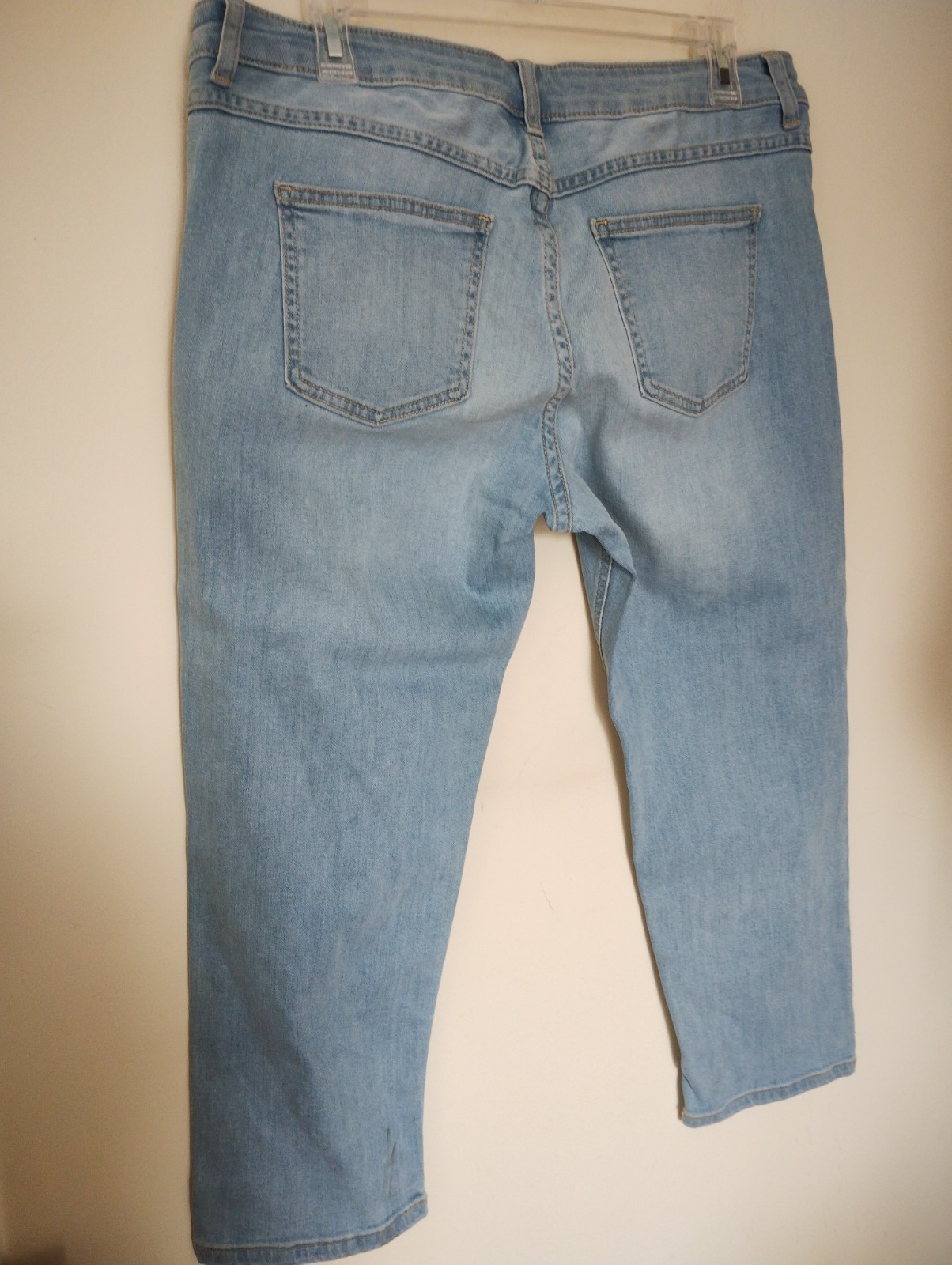 M&S Crop Blue Bleached Denim Jeans Size 14
