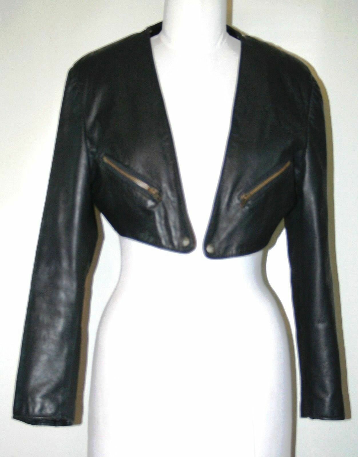 The Row Women’s Cropped Jacket Genuine Leather Bolero Shrug Top Black S M L XL