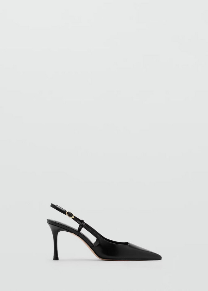 NEW MANGO MNG BLACK LEATHER POINTED TOE SLINGBACK HEELS SHOES 36 US 6