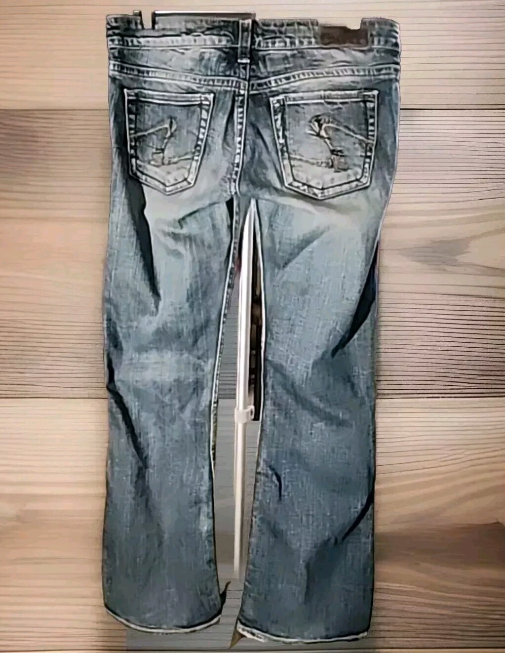 Silver Jeans Womens Twisted Flare Boot Cut Denim Blue Stone Wash 29×31
