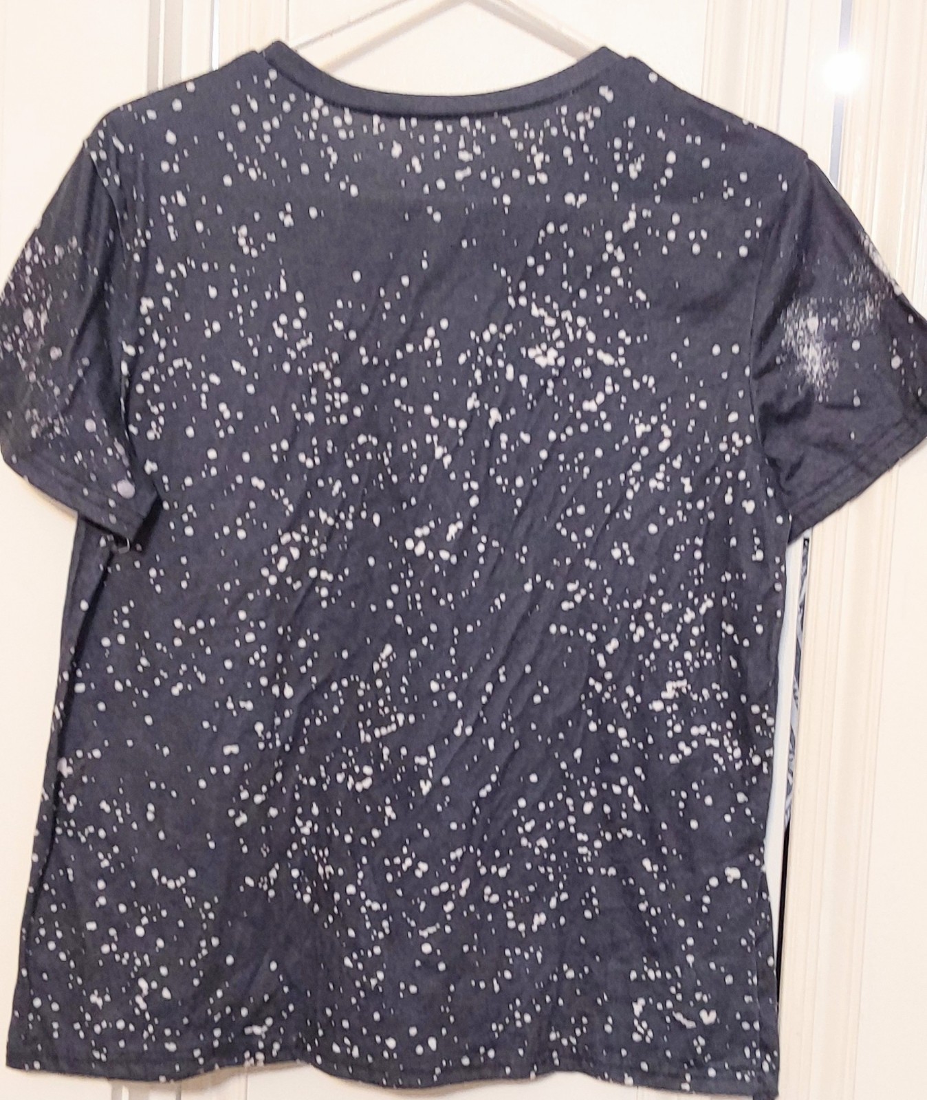Women’s Black/White Cotton Knit Crew Neck Short Sleeve Baseball Mom Tee L
