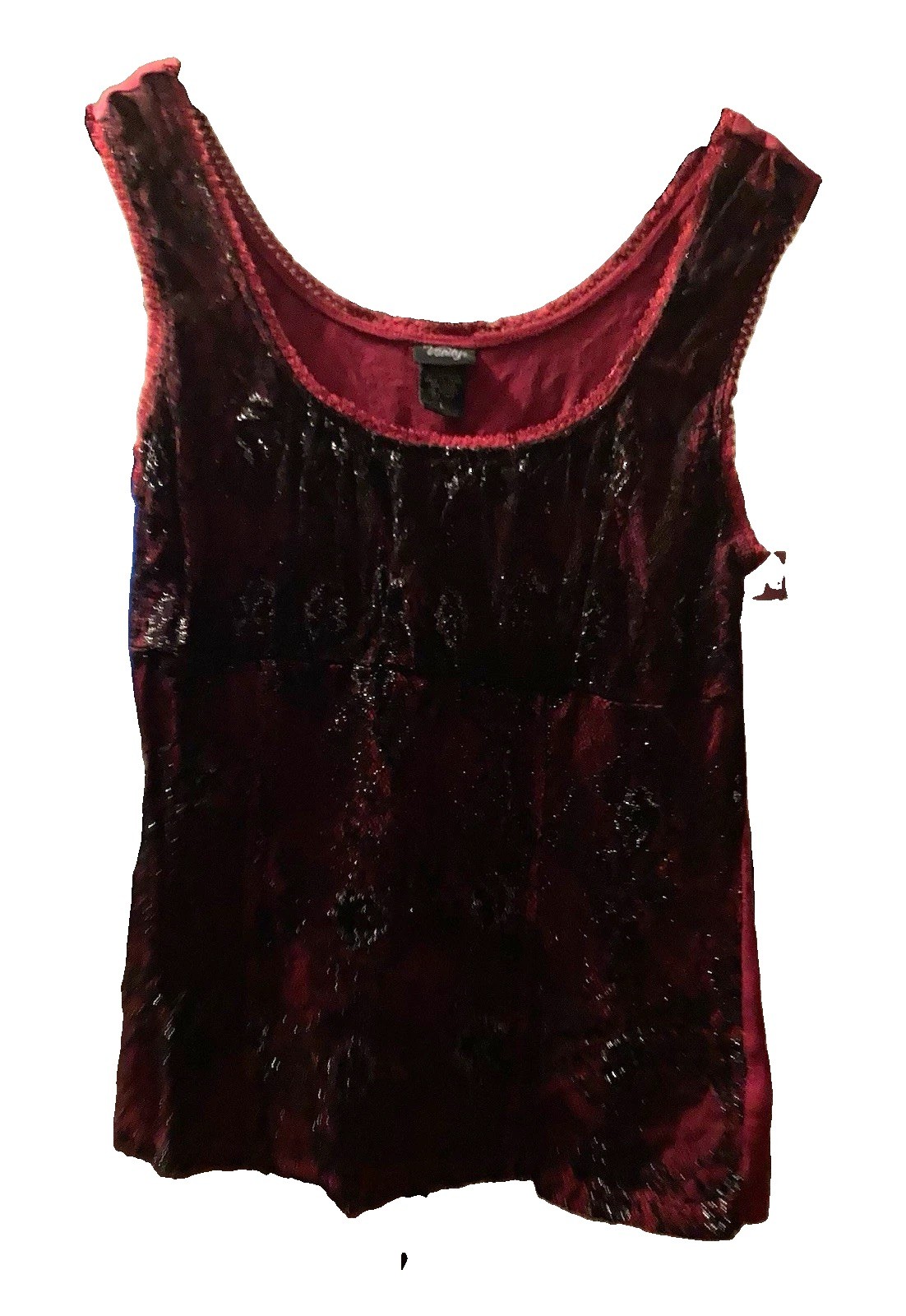 Vanity Women’s L Red & Black Floral Overlay Lace Camisole Tank Top