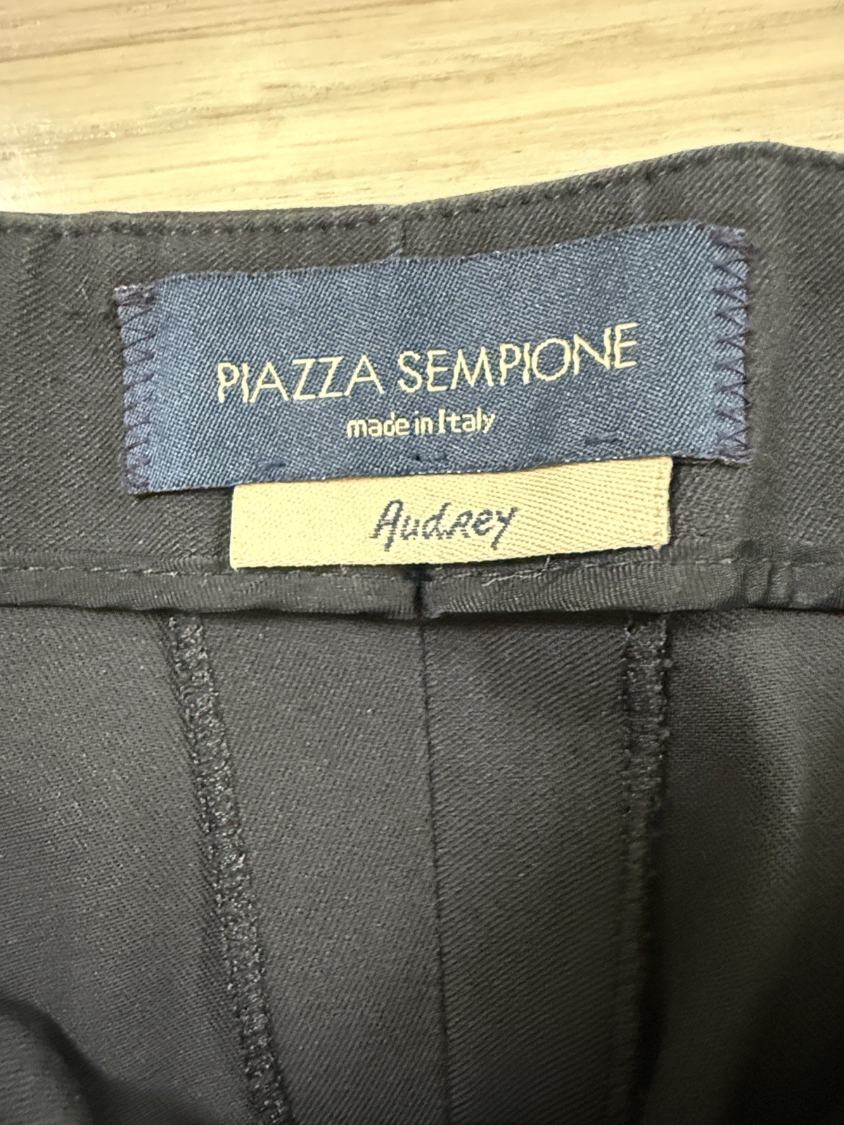 Piazza Sempione Black Twill Stretch Straight Leg Mid Rise Zip Dress Pants IT 40