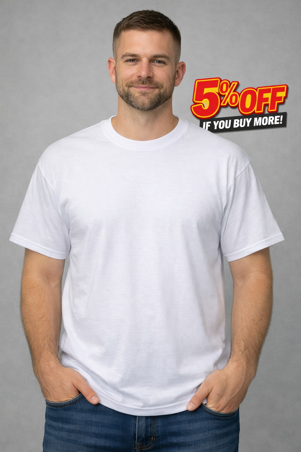Gildan Heavy Cotton Crew Neck T-Shirt Blank Tee Short Sleeve White Size M