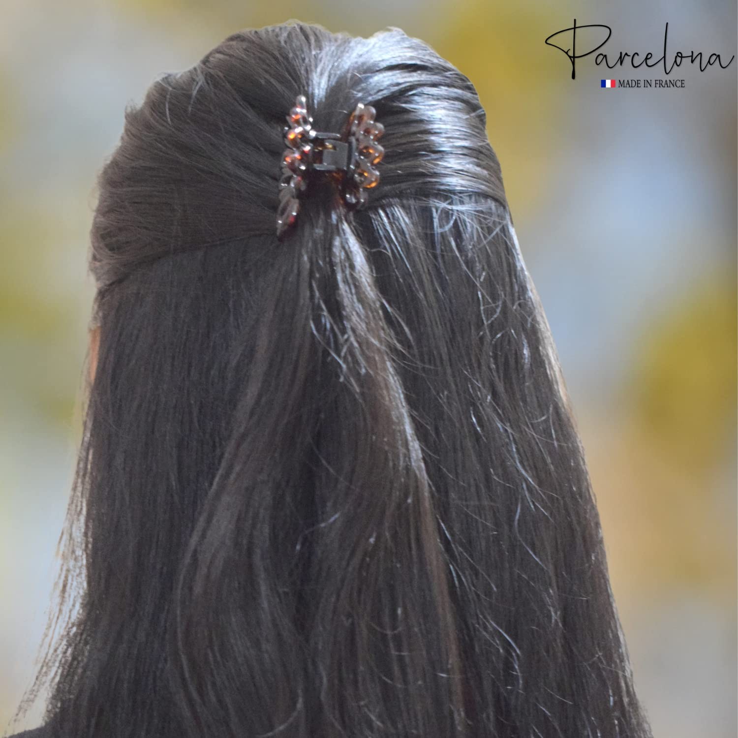 Parcelona French Plume Small Cellulose Jaw Hair Claw for Women and Girls