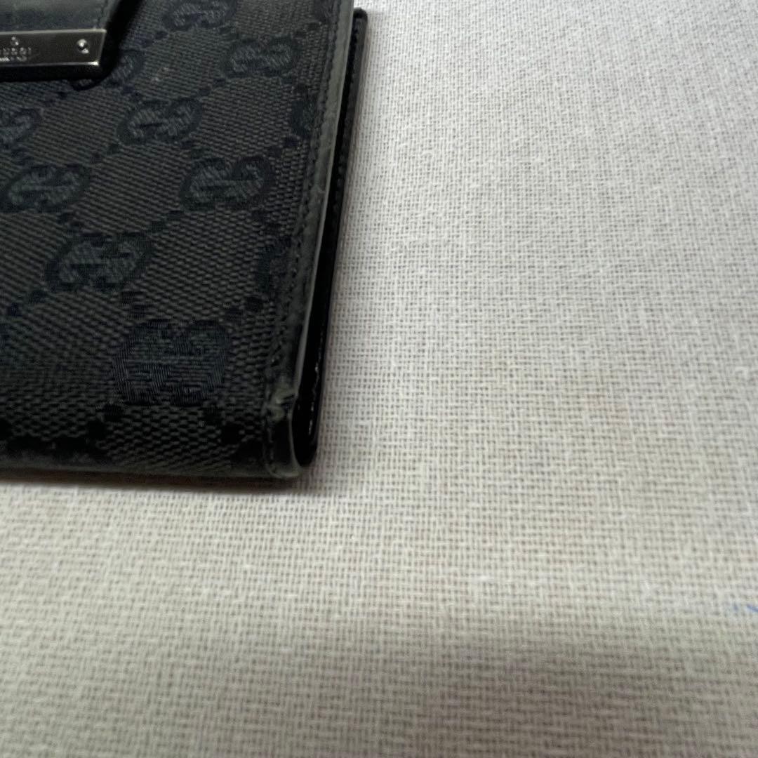 GUCCI Black GG Pattern Folded Wallet No Coin Purse