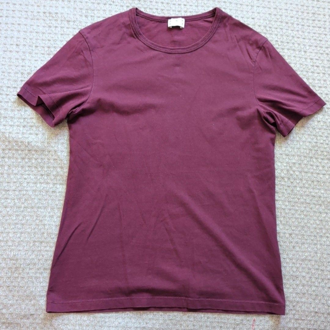 ASKET Shirt Mens XS Red Solid Crewneck Jersey Tee Organic Cotton Portugal
