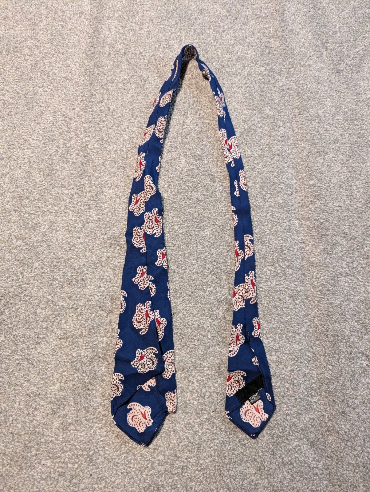 Vintage 1930s 40s Tie Blue Floral Paisley Cravat 47 Inches