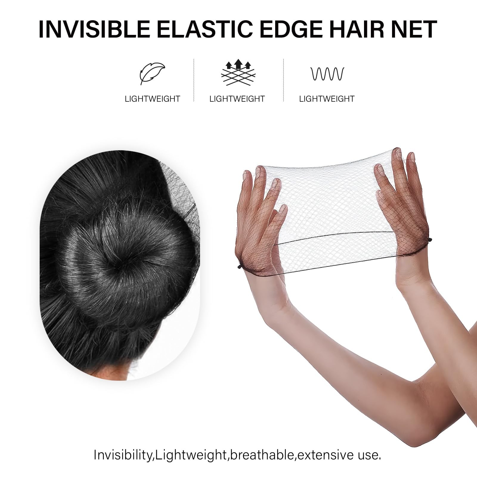 Hair Net 100 Pcs, 20 Inches Hair Nets Elasticity Invisible Elastic Mesh for F…