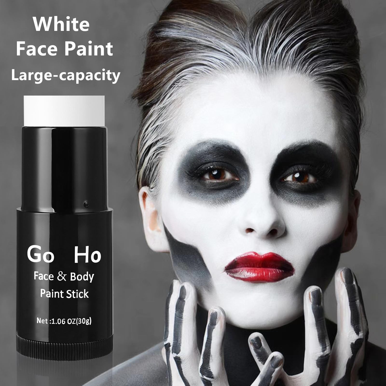 Go Ho 1.06 Ounce (Pack of 1), White Face Paint Stick Full-coverage