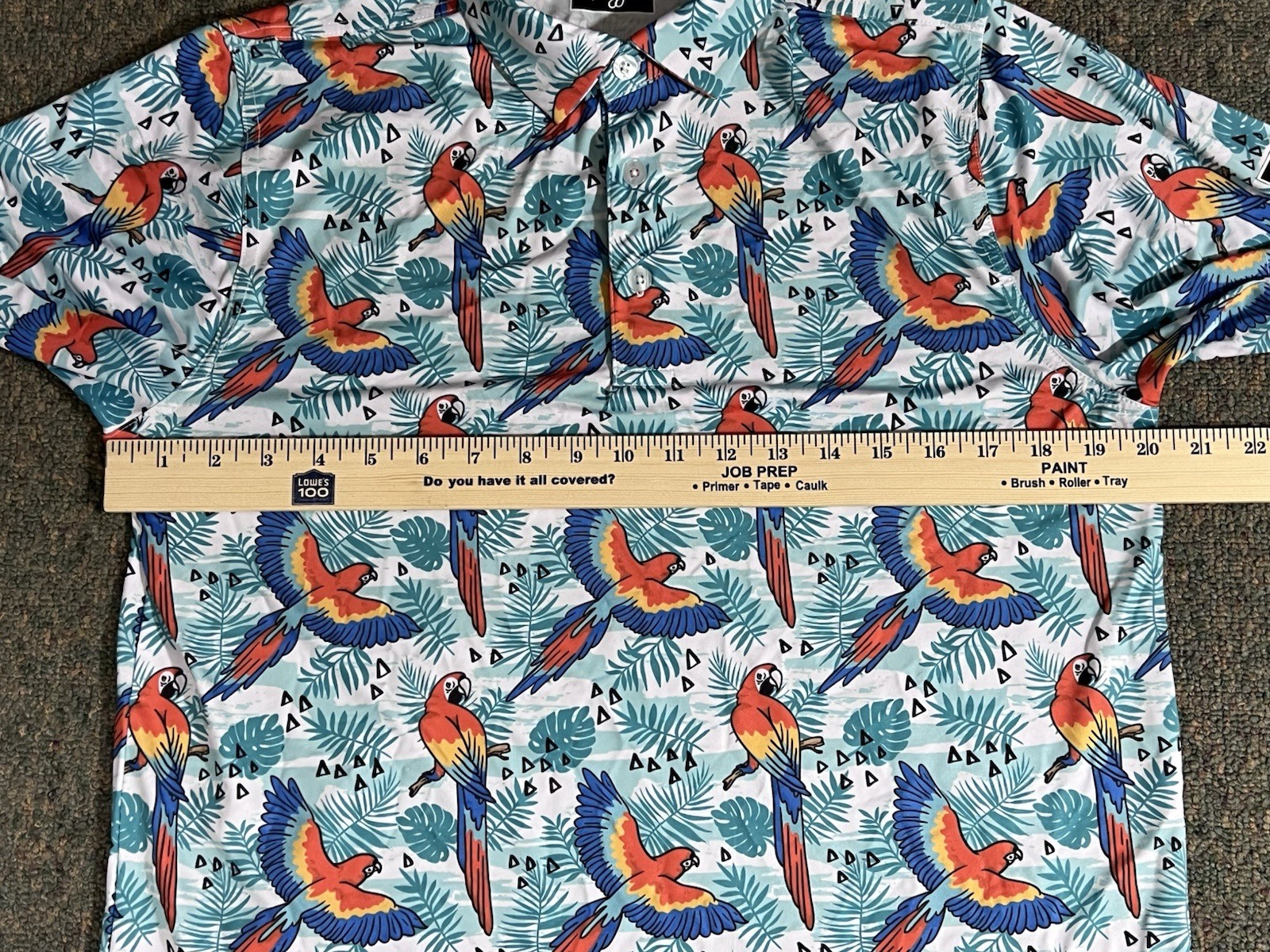 Waggle Golf Polo Shirt Men’s Medium Parrot Floral Tropical Performance Stretch