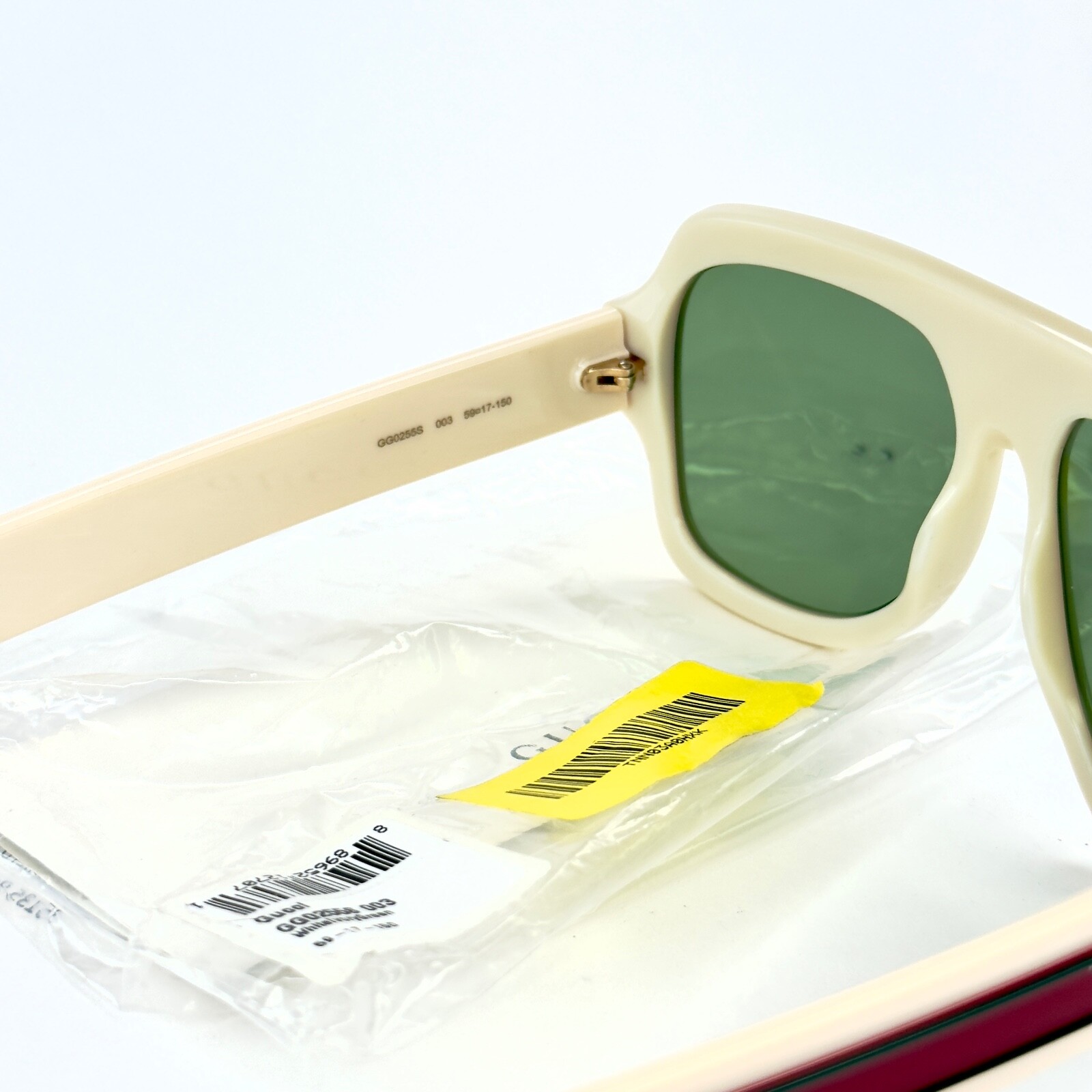 GUCCI GG0255S AUTHENTIC SEGA 0255 Ivory Green Stripe Unisex Sport Sunglasses 003