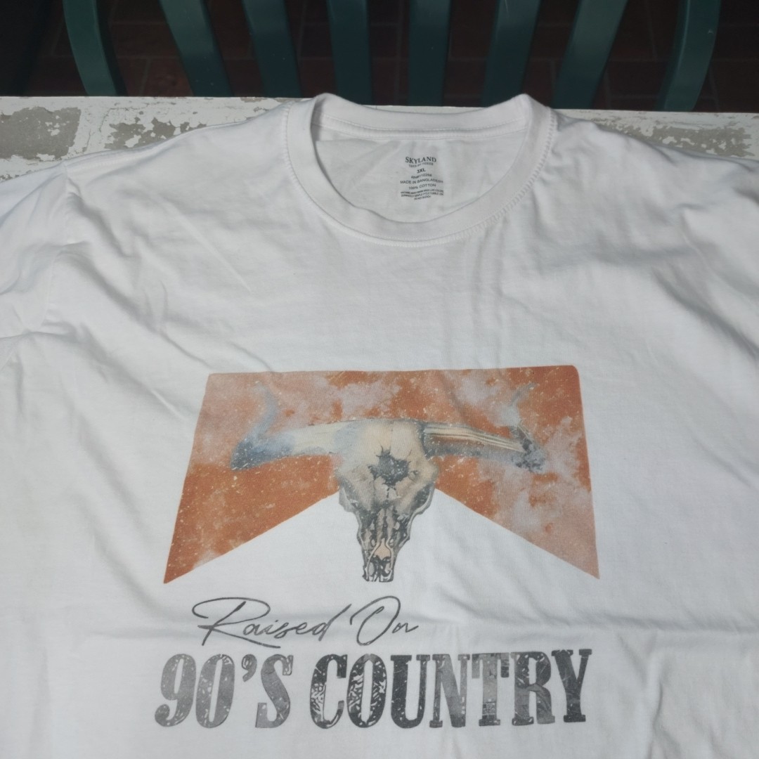 RAISED ON 90S COUNTRY White T-Shirt Sz 3XL Skyland Cotton Tee