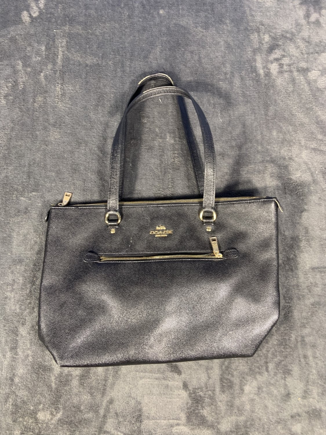 Coach Gallery Tote Black Crossgrain Leather Shoulder Bag F79608 Gold Hardware