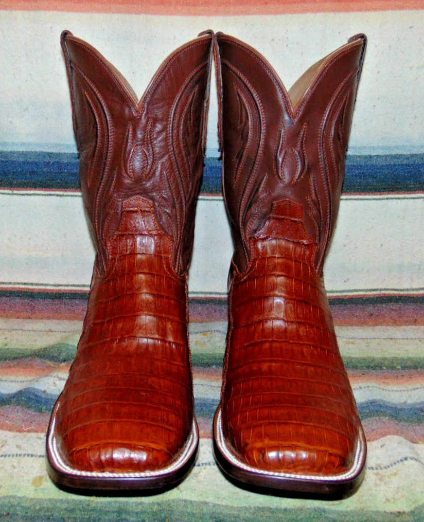 Mens Rujo The Roscoe Brown Caiman / Leather Cowboy Boots 14 D New with Box