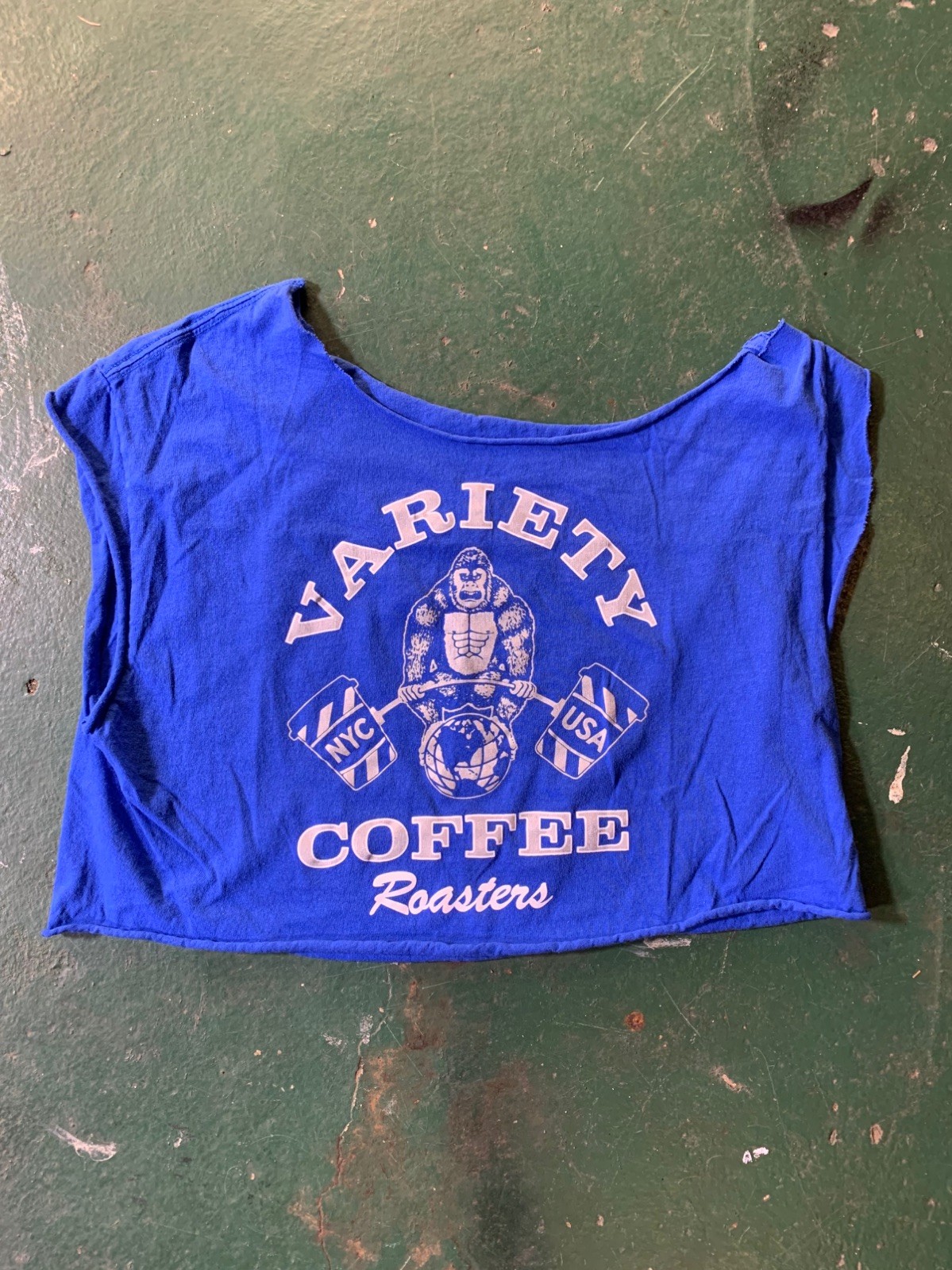 Variety Coffee Roasters NYC Graphic Print Gorilla T Shirt Cutoff Custom Size M